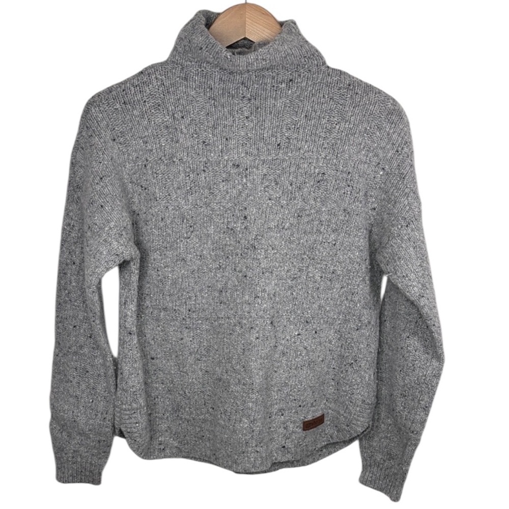 Sherpa Grey Merino Wool Alpaca Mock Neck Sweater Women Size M